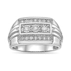 Men's Three-Row Lab Grown Diamond Band in Sterling Silver (1/4 ct. tw.)