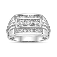Men's Three-Row Lab Grown Diamond Band in Sterling Silver (1/4 ct. tw.)