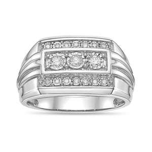 Men's Three-Row Lab Grown Diamond Band in Sterling Silver (1/4 ct. tw.)