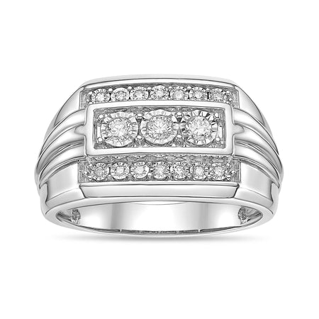 Men's Three-Row Lab Grown Diamond Band in Sterling Silver (1/4 ct. tw.)