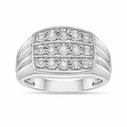 Men's Three-Row Lab Grown Diamond Statement Ring in Sterling Silver (1/3 ct. tw.)