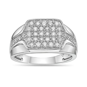 Pavé Square Ring in Sterling Silver