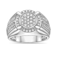 Pavé Halo Ring in Sterling Silver