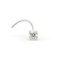 Titanim Cubic Zirconia Curved Nose Ring with 14K Gold - 20G