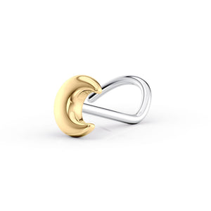 Titanium Moon Curved Nose Ring with 14K Gold - 20G