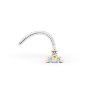 Titanium Cubic Zirconioa Triangle Curved Nose Ring with 14K Gold - 20G