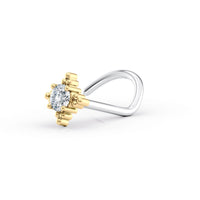 Titanim Cubic Zirconia Curved Nose Ring with 14K Gold - 20G