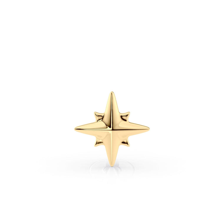 Titanium Northern Star Cartilage Piercing with 14K Gold - 18G