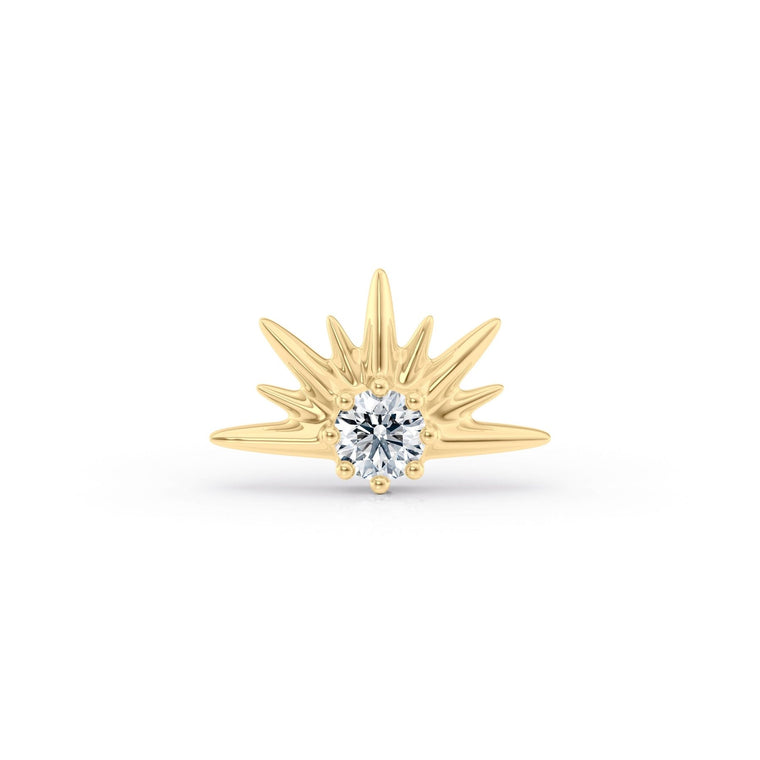 Titanium Starburst Cartilage Piercing with 14K Gold - 18G