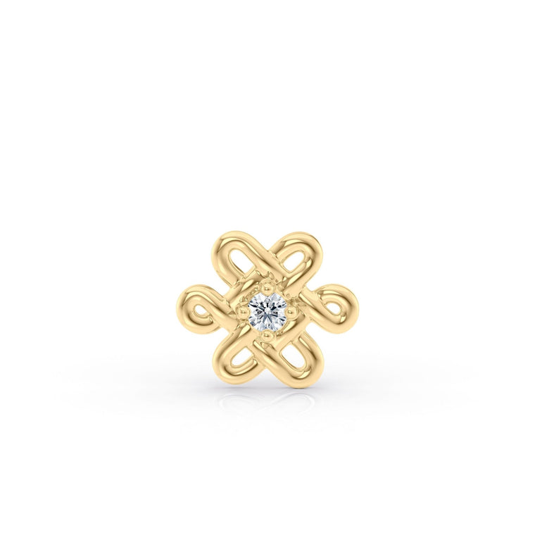 Titanium Eternity Knot Cartilage Piercing with 14K Gold - 18G