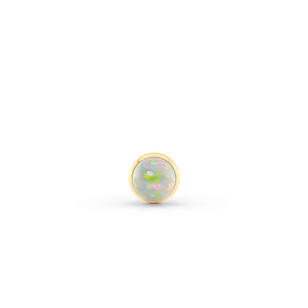 Titanium White Opal Cartilage Piercing with 14K Gold - 18G