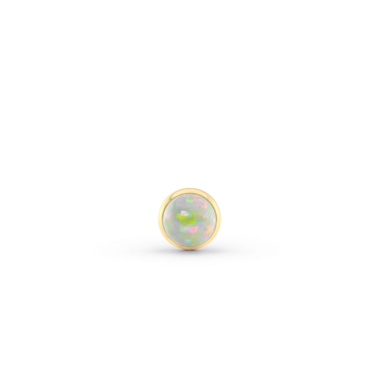 Titanium White Opal Cartilage Piercing with 14K Gold - 18G