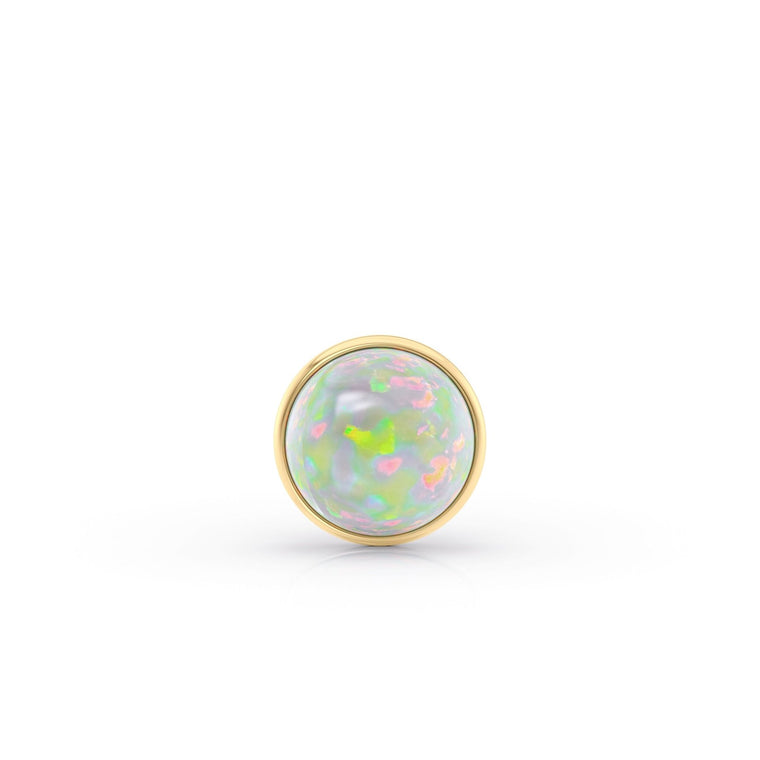 Titanium White Opal Cartilage Piercing with 14K Gold - 18G