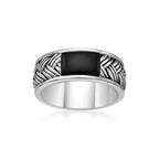 Men's Black Onyx Woven Band in Sterling Silver