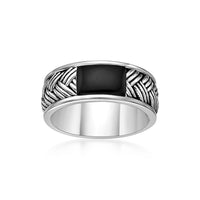Men's Black Onyx Woven Band in Sterling Silver