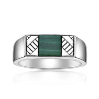 Men's Malachite Ring in Sterling Silver