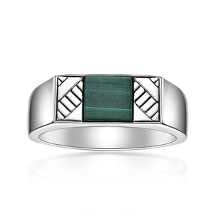 Men's Malachite Ring in Sterling Silver