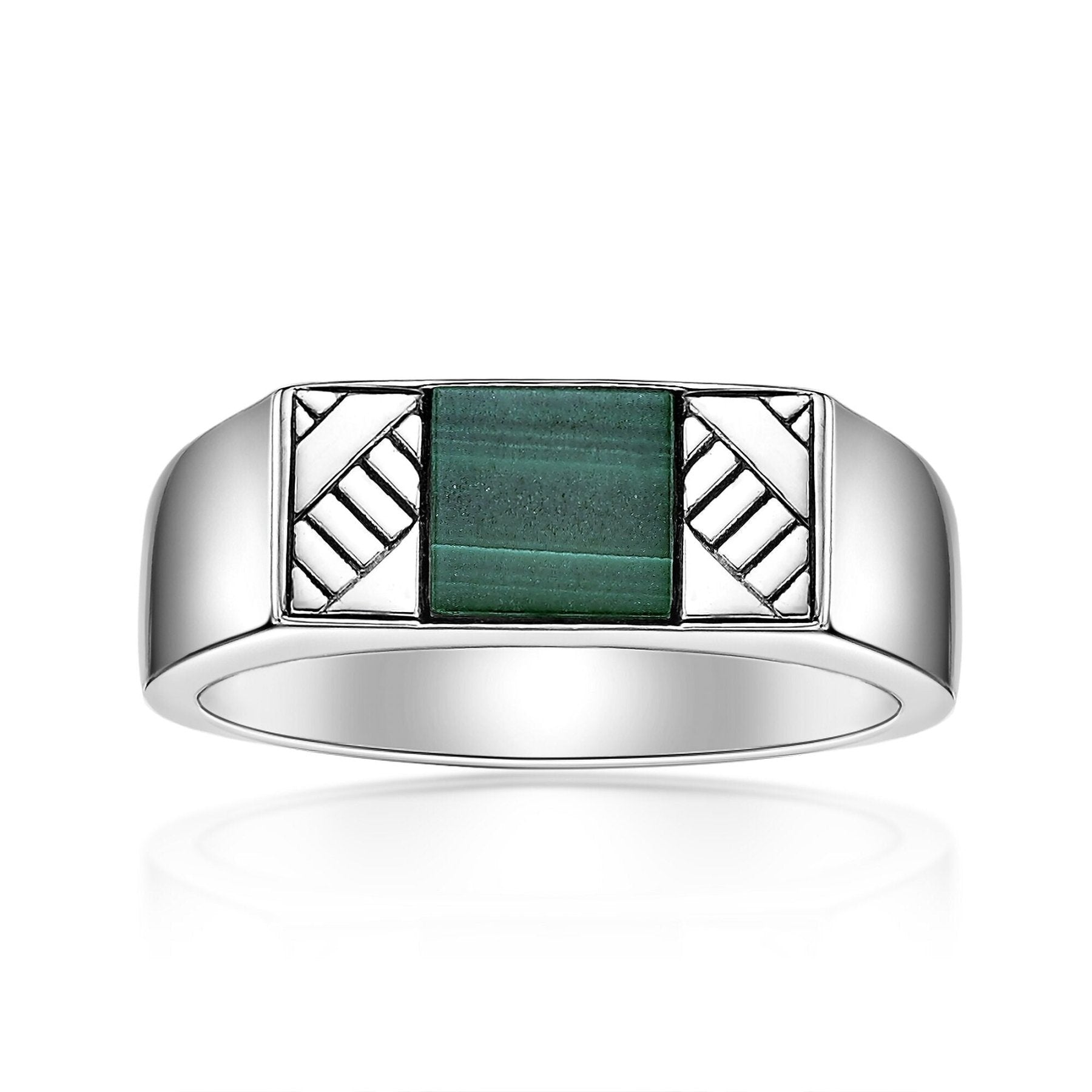 Men's Malachite Ring in Sterling Silver
