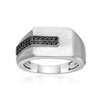 Men's Black Diamond Ring in Sterling Silver (1/4 ct. tw.)