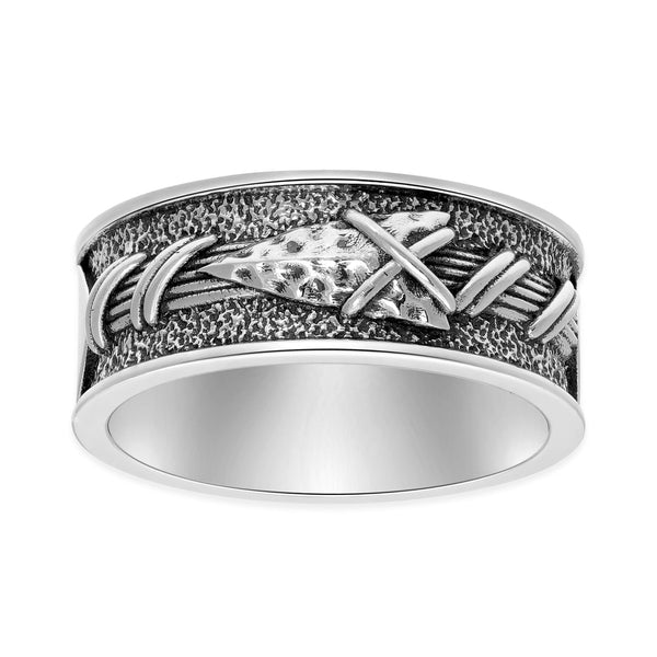 Men's Arrowhead Band in Oxidized Sterling Silver