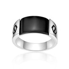 Men's Black Onyx Geometric Ring in Sterling Silver