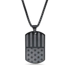 American Flag Dog Tag in Black Ion-Plated Stainless Steel