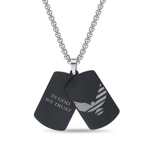 In God We Trust Eagle Dog Tag in Black Ion-Plated Stainless Steel