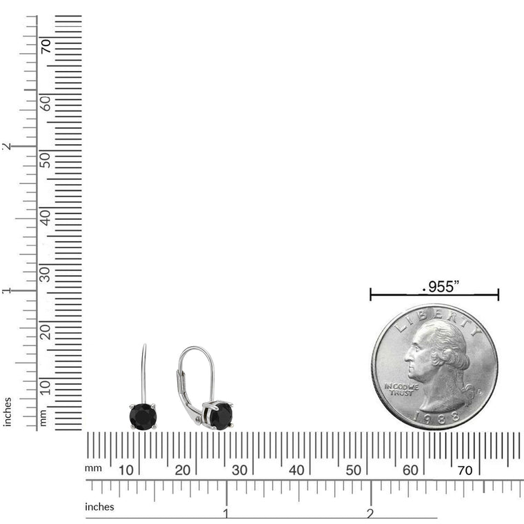 Black Onyx Leaverback Earrings in Sterling Silver