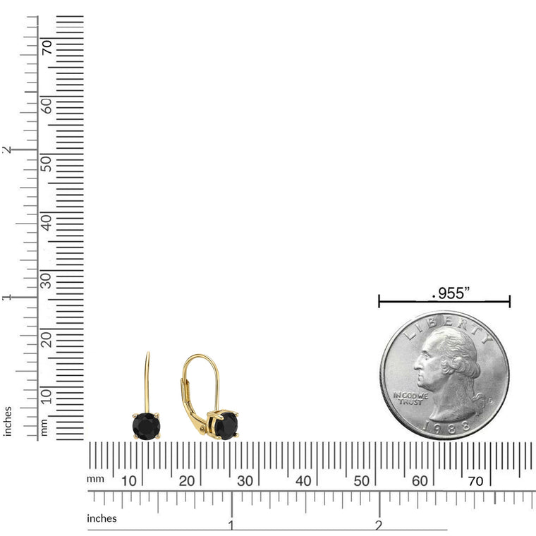 Black Onyx Leaverback Earrings in Sterling Silver