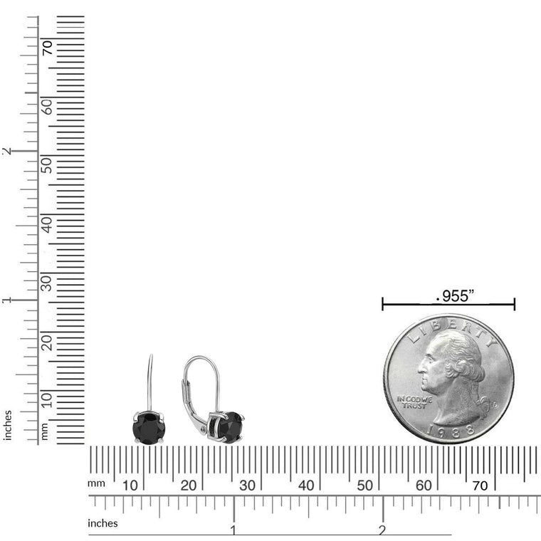 Black Onyx Leaverback Earrings in Sterling Silver