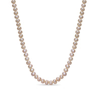 Peach Pearl Necklace with Sterling Silver, 16"