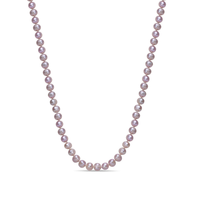 Pink Pearl Necklace with Sterling Silver, 16"