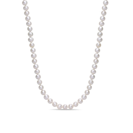 White Pearl Necklace with Sterling Silver, 16"