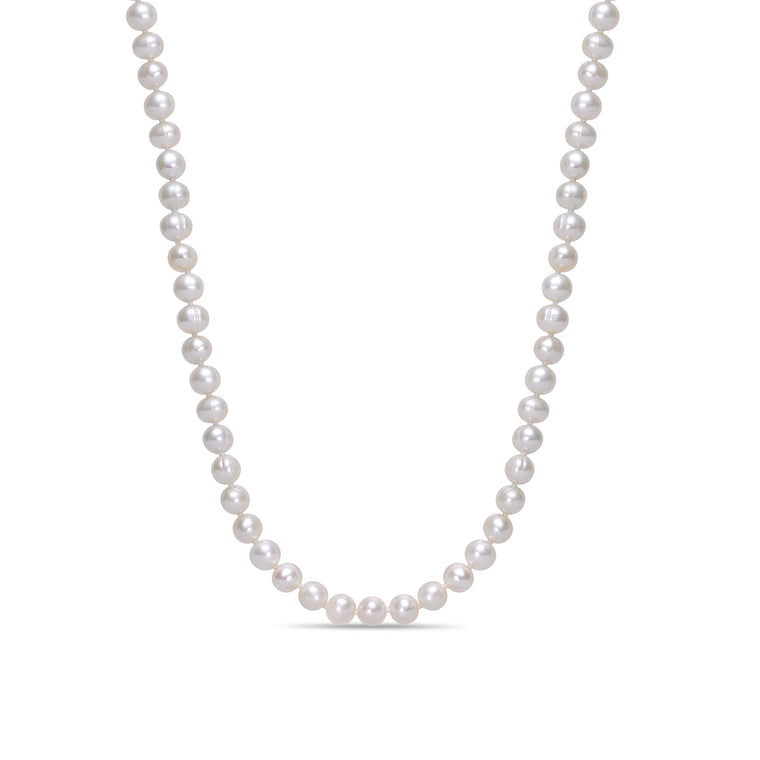 White Pearl Necklace with Sterling Silver, 16"