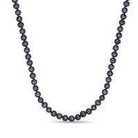 Black Pearl Necklace with Sterling Silver, 16"