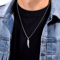 0.20 ctte Natural Diamond Fang Pendant in Sterling Silver, 24"