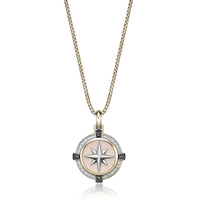 0.34 cttw Black and White Diamond Medallion Pendant in Yellow Gold Plated Sterling Silver, 24" 