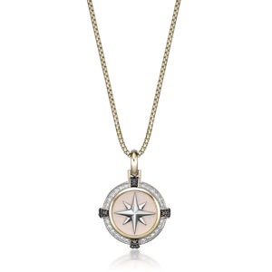 0.34 cttw Black Diamond Medallion Pendant in Yellow Gold Plated Sterling Silver, 24"
