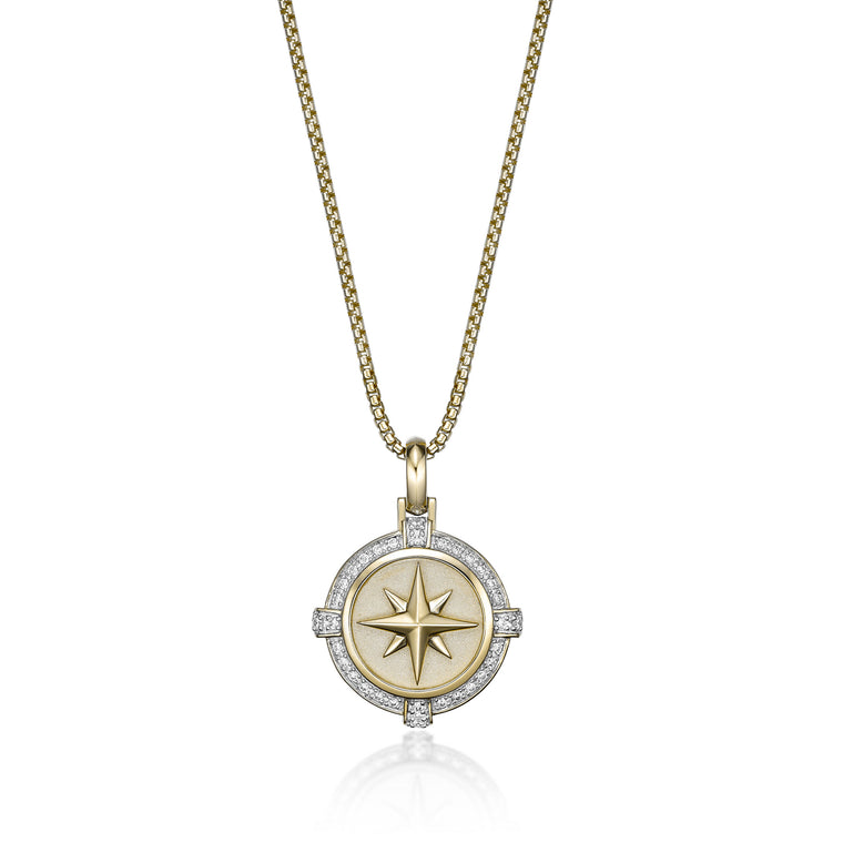 0.34 cttw Natural Diamond Medallion Pendant in Yellow Gold Plated Sterling Silver, 24" 