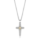 0.49 cttw Natural Diamond Cross Pendant in Sterling Silver, 24" 