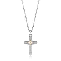 0.49 cttw Natural Diamond Cross Pendant in Sterling Silver, 24" 
