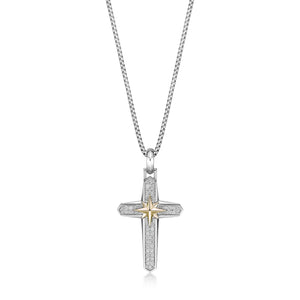 0.49 cttw Natural Diamond Cross Pendant in Sterling Silver, 24"