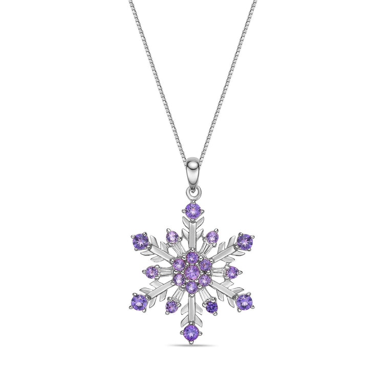 Sterling Silver Birthstone Snowflake Pendant