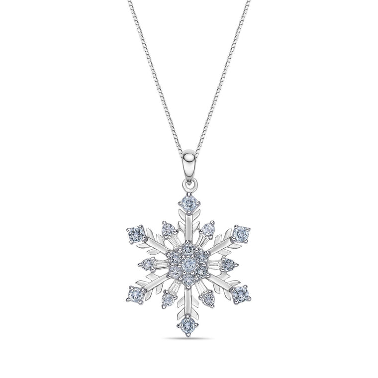 Sterling Silver Birthstone Snowflake Pendant