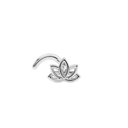 14K Lotus Curved Nose Ring - 20G