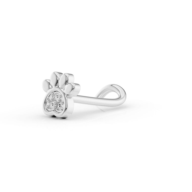 14K Paw Pad Cubic Zirconia Curved Nose Ring - 20G