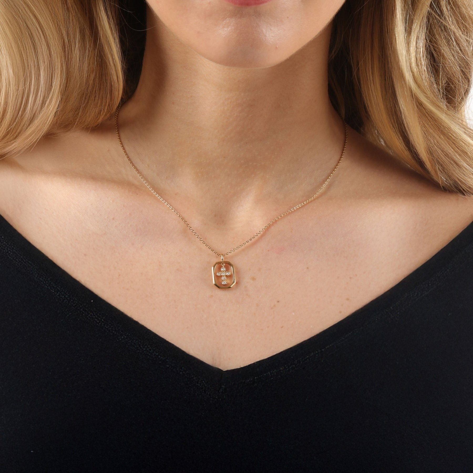 Square Cross Pendant Necklace