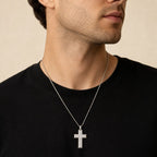 Men's Lab Grown Diamond Cross Pendant in Sterling Silver (1/2 ct. tw.)