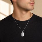 Men's Lab Grown Diamond Dog Tag Pendant in Sterling Silver (1/3 ct. tw.)