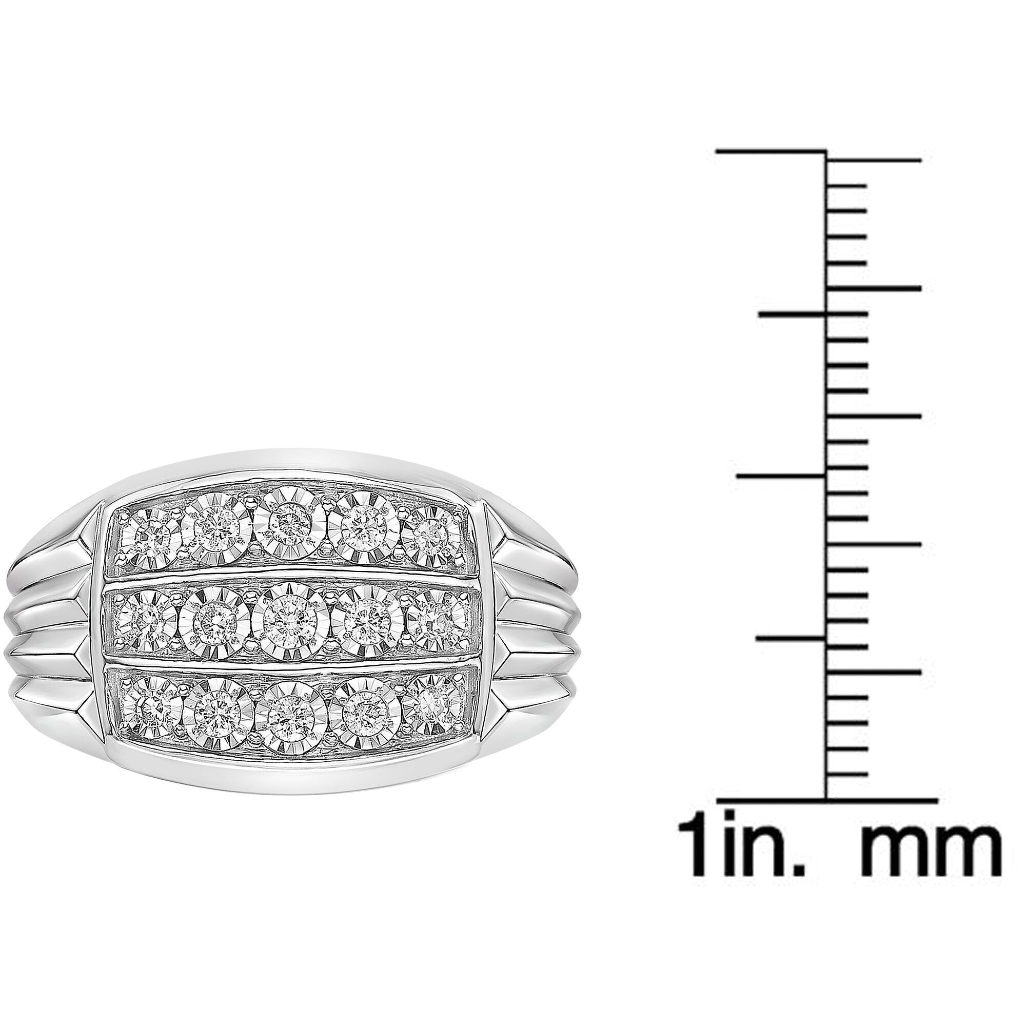 Men's Three-Row Lab Grown Diamond Statement Ring in Sterling Silver (1/3 ct. tw.)